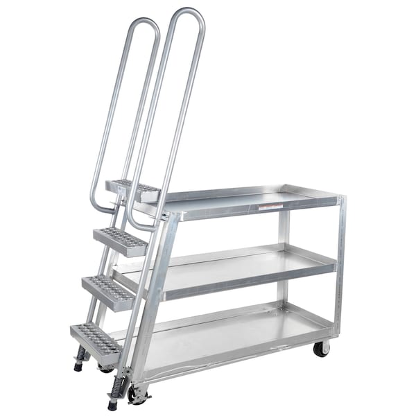 Vestil Hi-Duty Stock Picker Truck, Rubber/Steel, Aluminum Frame/Steel Ladder, 500 lb Load Capacity, 56 L SPA-HD-2252-6MR - main